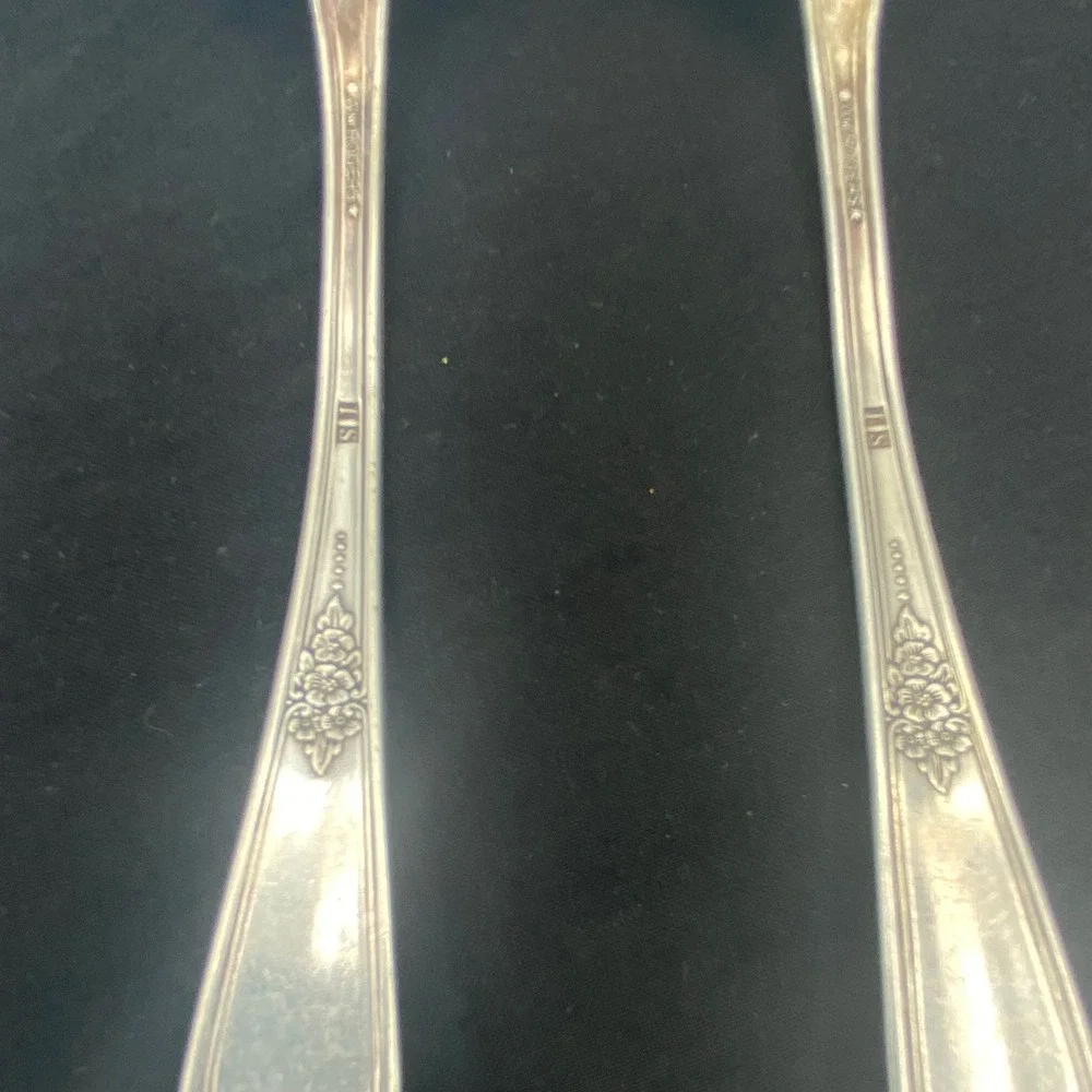William Rogers IS Gardenia Silverplate Spoons Set of 2 Floral Art Deco 6